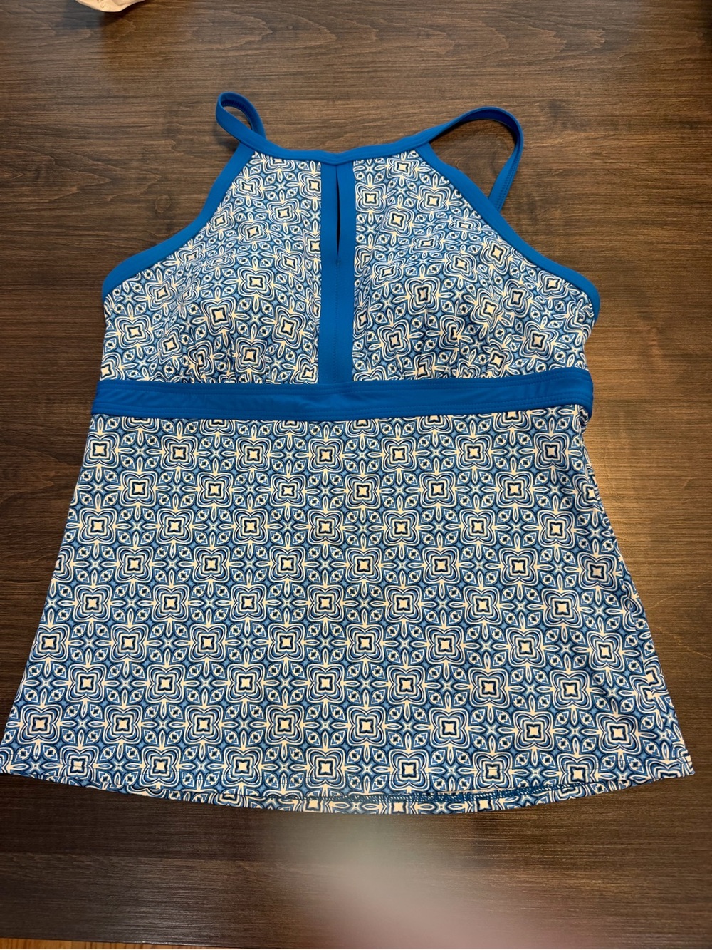 Lands' End Blue and White Patterned Swimwear Top - never worn